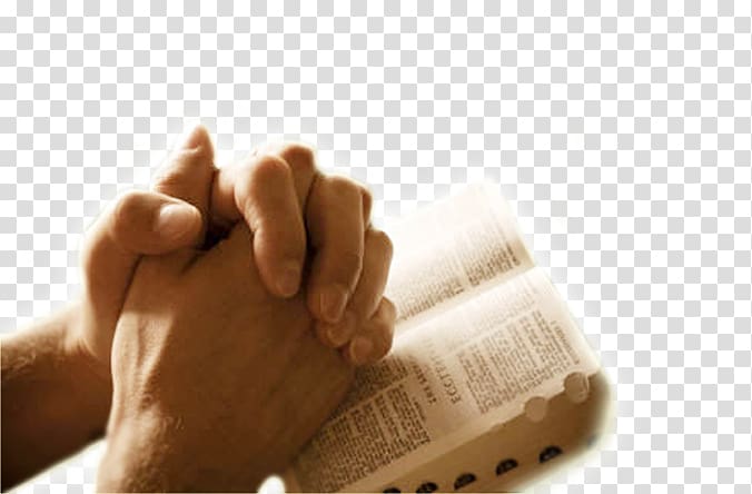 Prayer and Faith - Hands Praying Over Open Bible Image