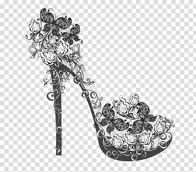Elegant Floral High Heel Shoe Illustration - Artistic Vector Design