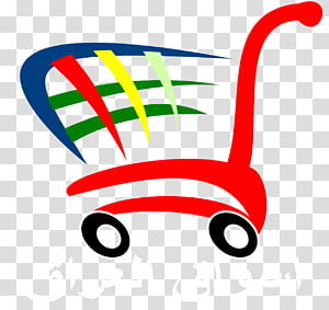 Colorful shopping cart logo with rainbow streaks, symbolizing e-commerce and online retail.