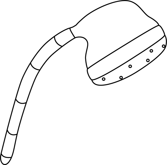 Handheld Shower Head Illustration - Clean Line Art for Plumbing & Bathroom Design