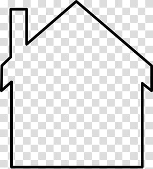 Simple black outline of a house with a chimney on transparent background.
