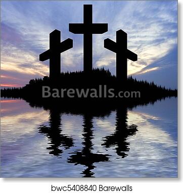 Three Crosses at Sunset - Christian Symbolism Wallpaper & Art