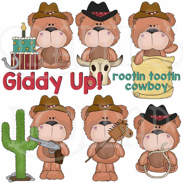 Giddy Up! Cowboy Bear Clip Art Collection - Fun Western Illustrations