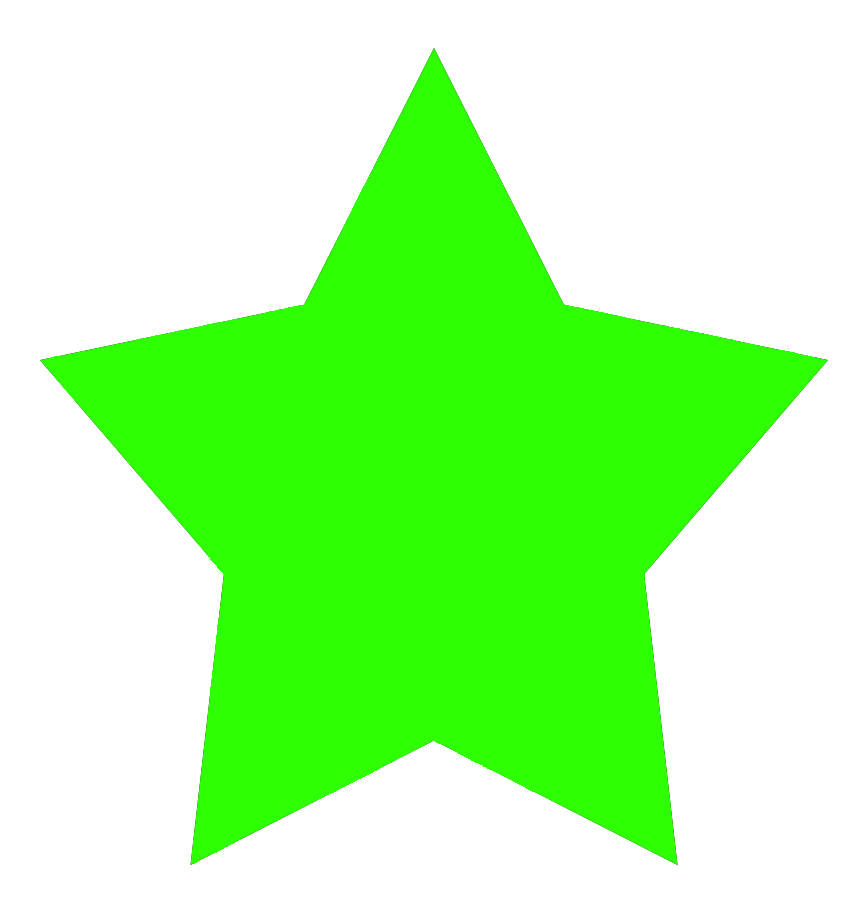 Bright lime-green five-pointed star on a transparent black background, clean vector-style graphic.