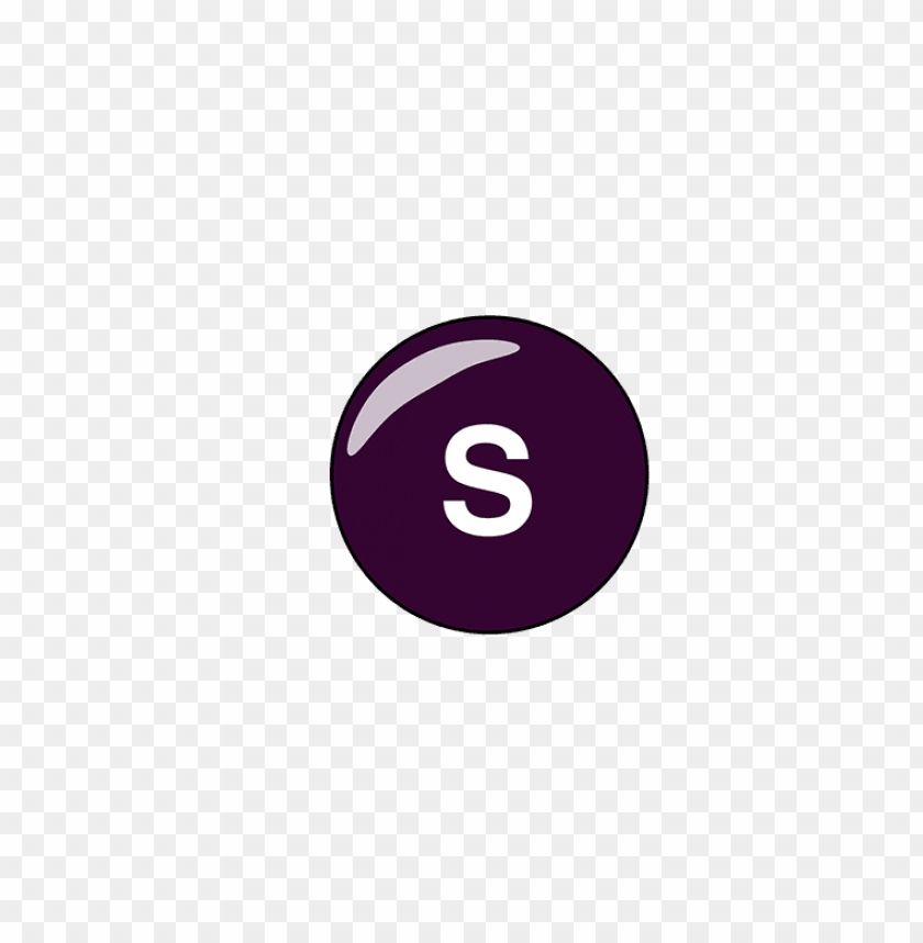Purple glossy sphere with white letter 'S' centered, on transparent background.