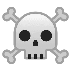 White skull and crossbones icon on teal background, symbolizing danger or toxicity.