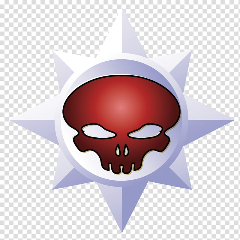 Red skull emblem inside a silver eight-pointed star, stylized logo design.