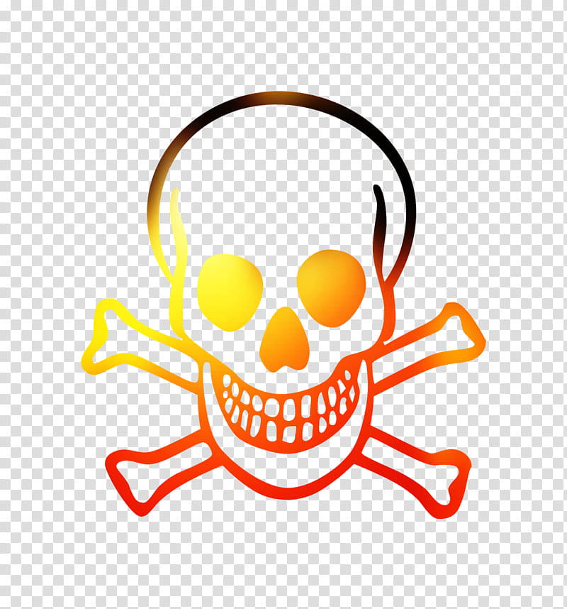 Gradient skull and crossbones symbol in fiery orange-to-yellow tones on transparent background.