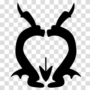 Black silhouette logo of two stylized figures forming a heart shape with a downward arrow at the center.