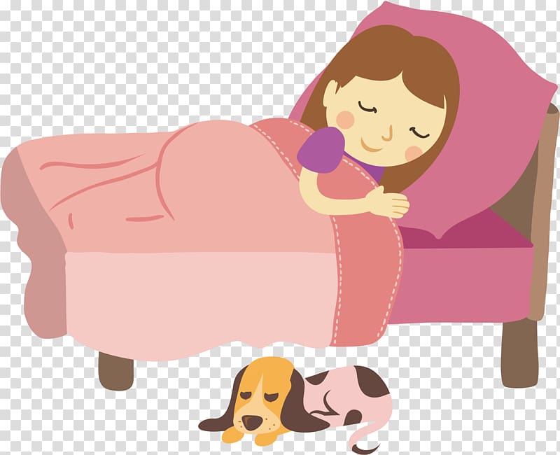 Peaceful Sleep Illustration - Girl and Dog Resting Together