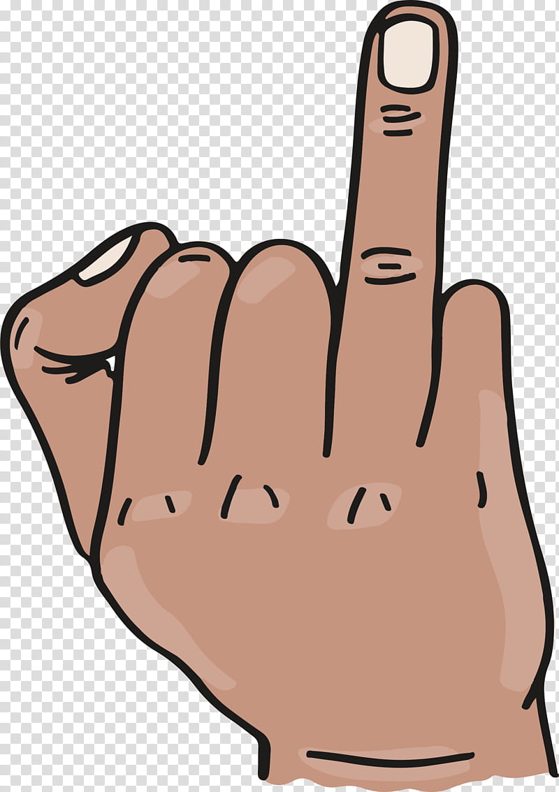 Cartoon hand showing the middle finger gesture, isolated on transparent background.
