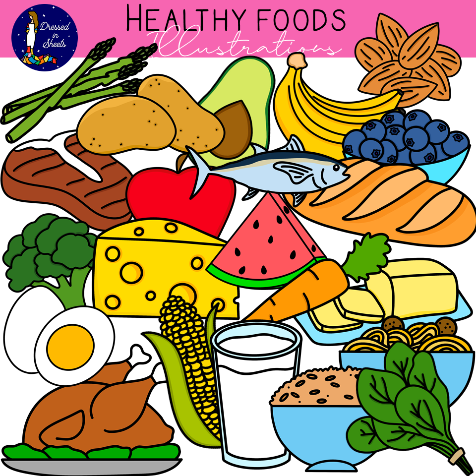 Healthy Food Clipart | Food clipart, Food coloring pages, Clip art ...