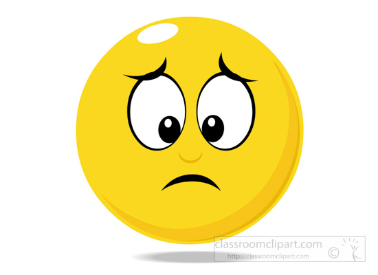 Yellow emoji with wide worried eyes, furrowed brows, and a downturned mouth expressing anxiety or concern.