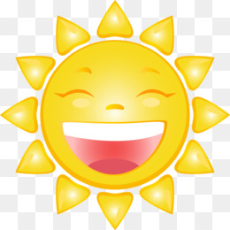Cheerful yellow sun emoji with closed eyes and wide open smiling mouth, radiating joyful energy.