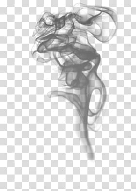 Abstract grayscale smoke plume rising in swirling, ethereal patterns against transparent background.
