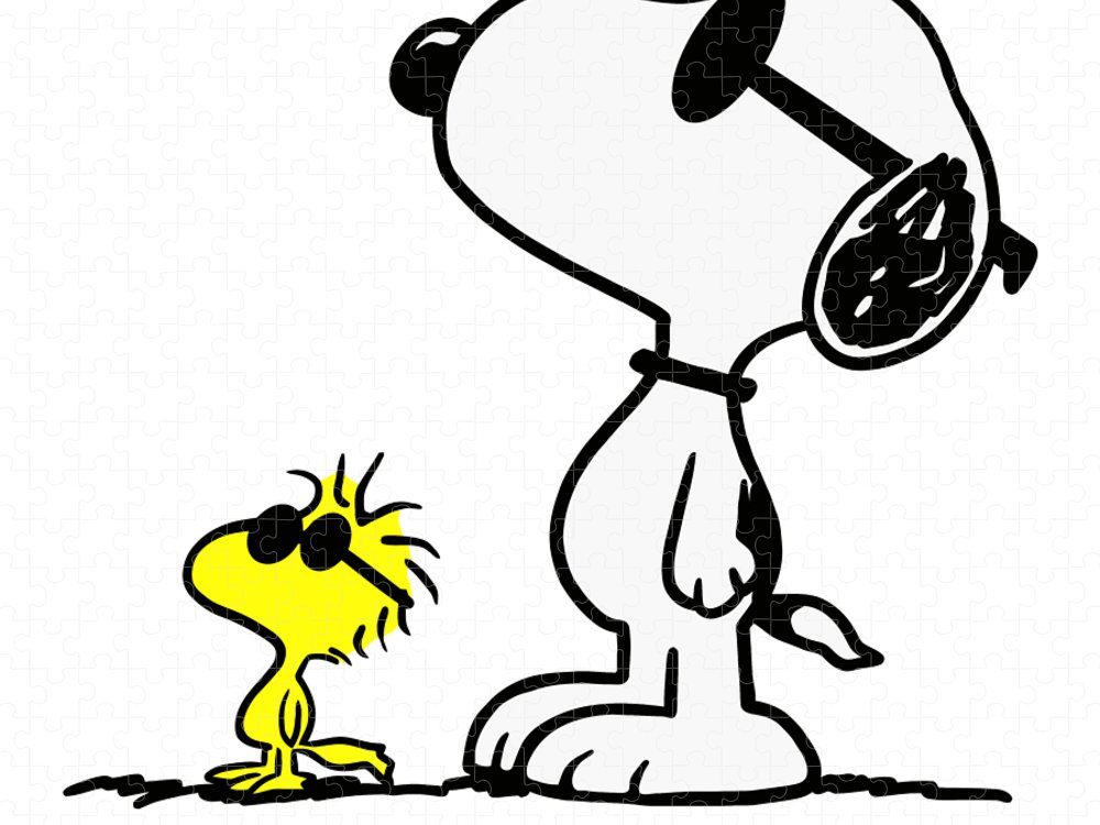 Snoopy and Woodstock with Sunglasses - Peanuts Classic Illustration