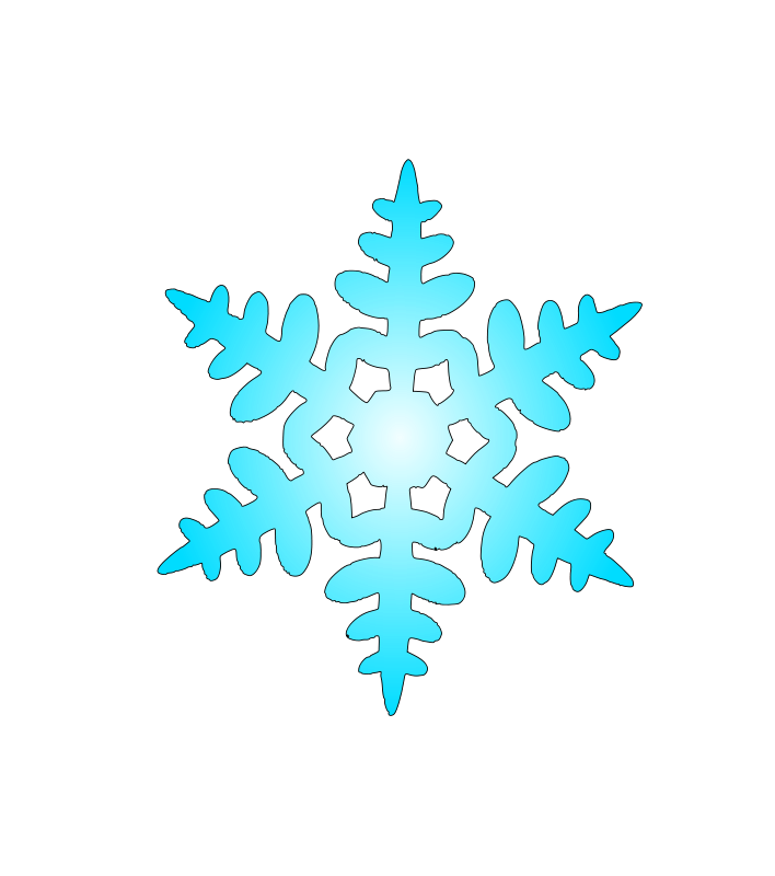 Cyan six-pointed snowflake icon with intricate branching arms on black background.