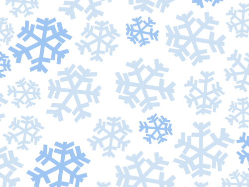 Abstract pattern of white and light blue snowflake shapes on a black background.