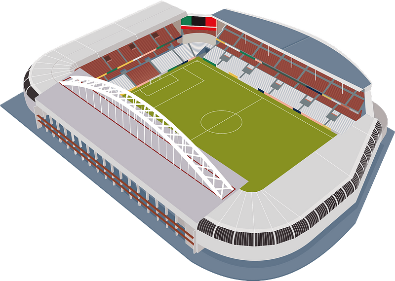 Modern Football Stadium Architecture - Isometric View