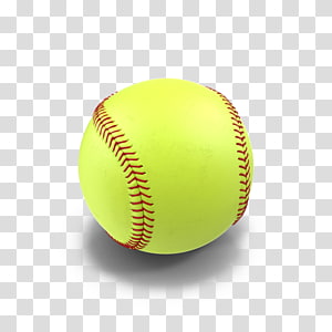 Yellow Softball with Red Stitching - High-Resolution Stock Image