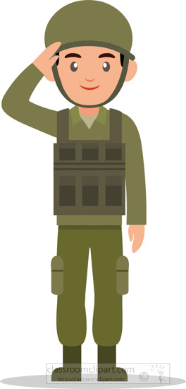 Cartoon Soldier Saluting - Military Illustration for Education & Design