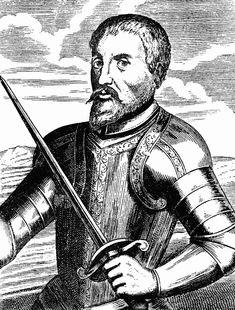 Historical Engraving of Renaissance Nobleman in Armor | Vintage Illustration