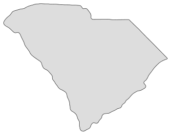 Outline map of the U.S. state of South Carolina, showing its distinctive coastal and inland borders.