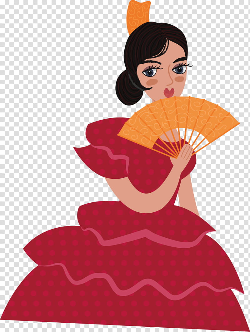 Traditional Spanish Flamenco Dancer Illustration - Free PNG Clipart