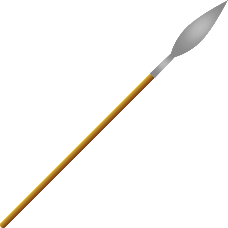 A bronze spear with a silver leaf-shaped metal tip, diagonally positioned on a teal background.