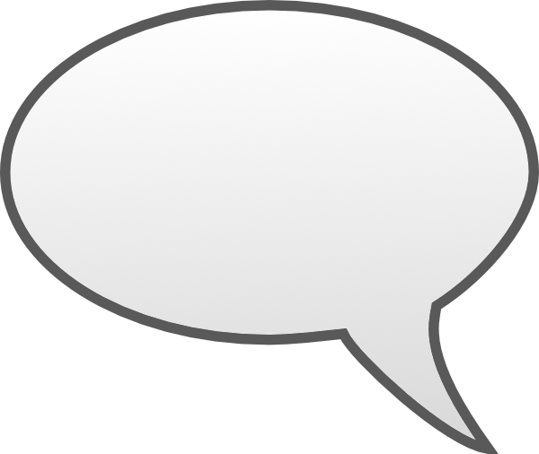 Empty white speech bubble on black background, symbolizing communication or dialogue.