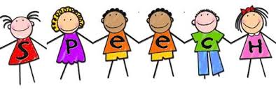Six diverse cartoon children holding hands, each wearing a shirt with a letter spelling "SPEECH" for speech therapy or education.