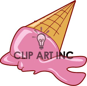 Creative Ice Cream Clip Art - Melted Cone with Lightbulb Idea Symbol