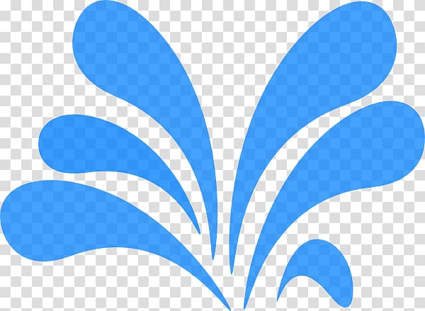 Blue stylized water splash graphic on transparent background