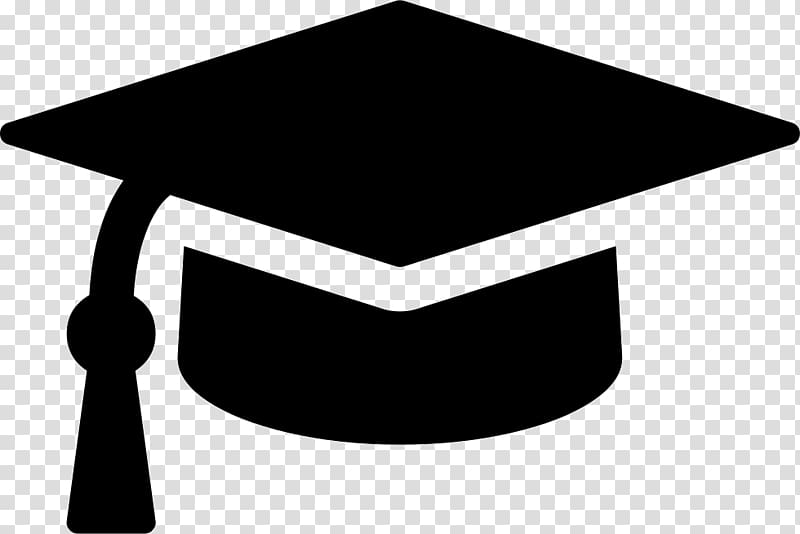 Black graduation cap with tassel on transparent background, symbolizing academic achievement and commencement.
