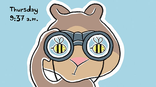 Chipmunk Observer - Bees in Binoculars Illustration