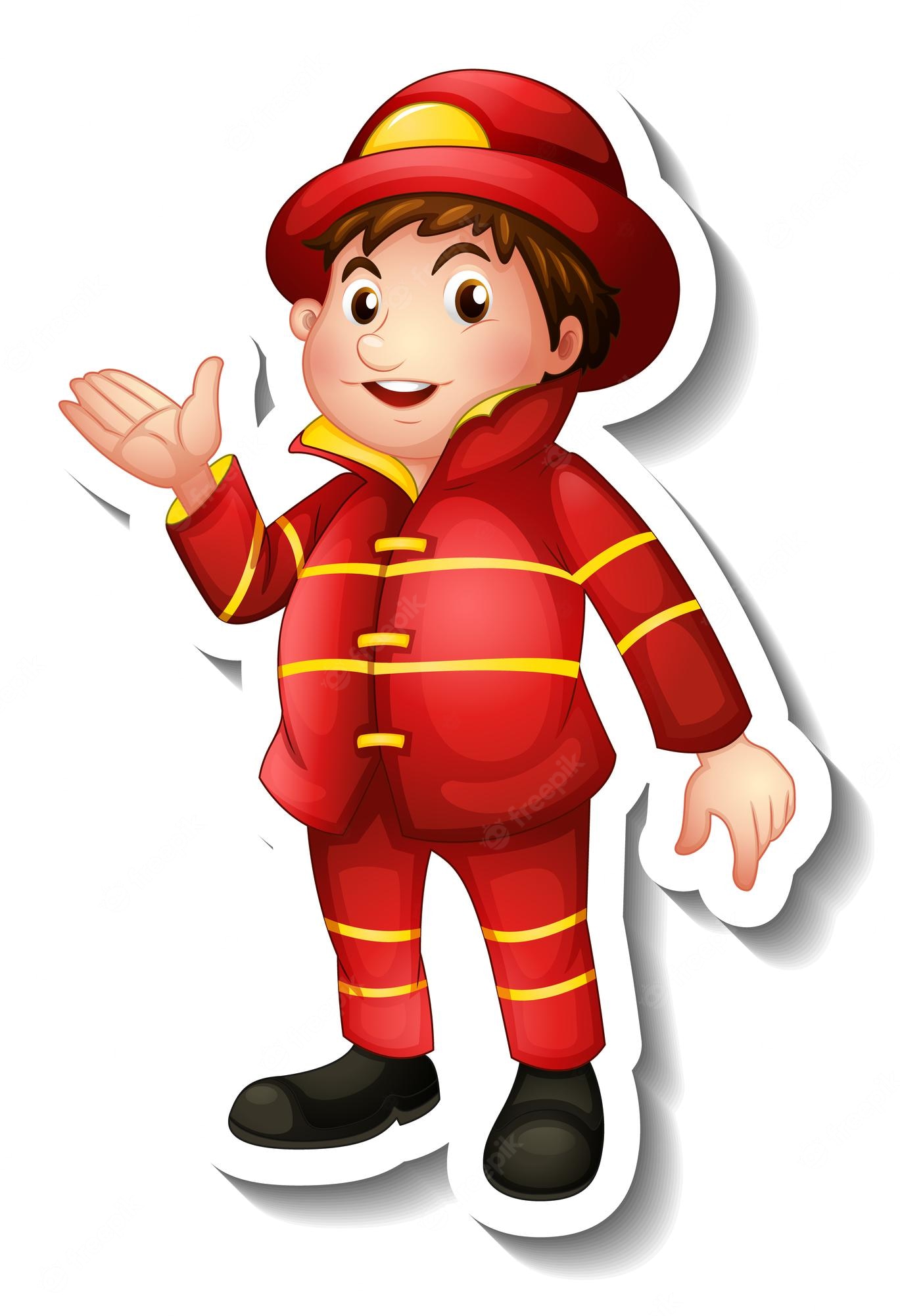 Firefighter Cartoon Character for Kids - Free Vector Illustration