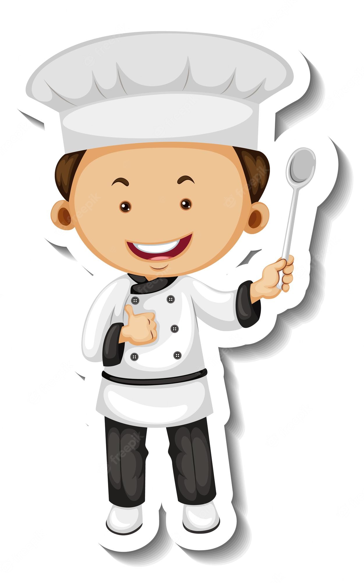 Sticker Template With Chef Boy Cartoon Character Isolated 1308 63002 