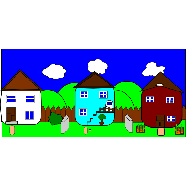 Colorful Cartoon Houses Illustration for Kids’ Learning and Web Design