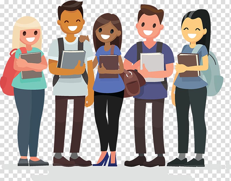 Diverse Student Group Holding Books and Tablets - Education Illustration