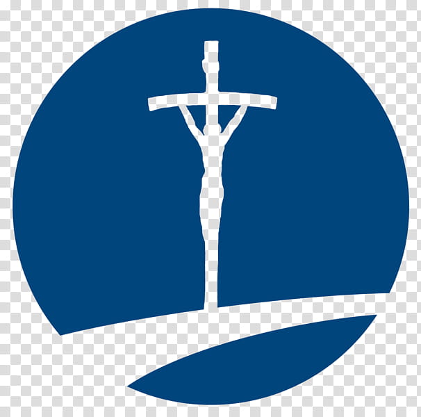 Christian Symbol - Crucifix in Blue Circle | Faith & Baptism Icon