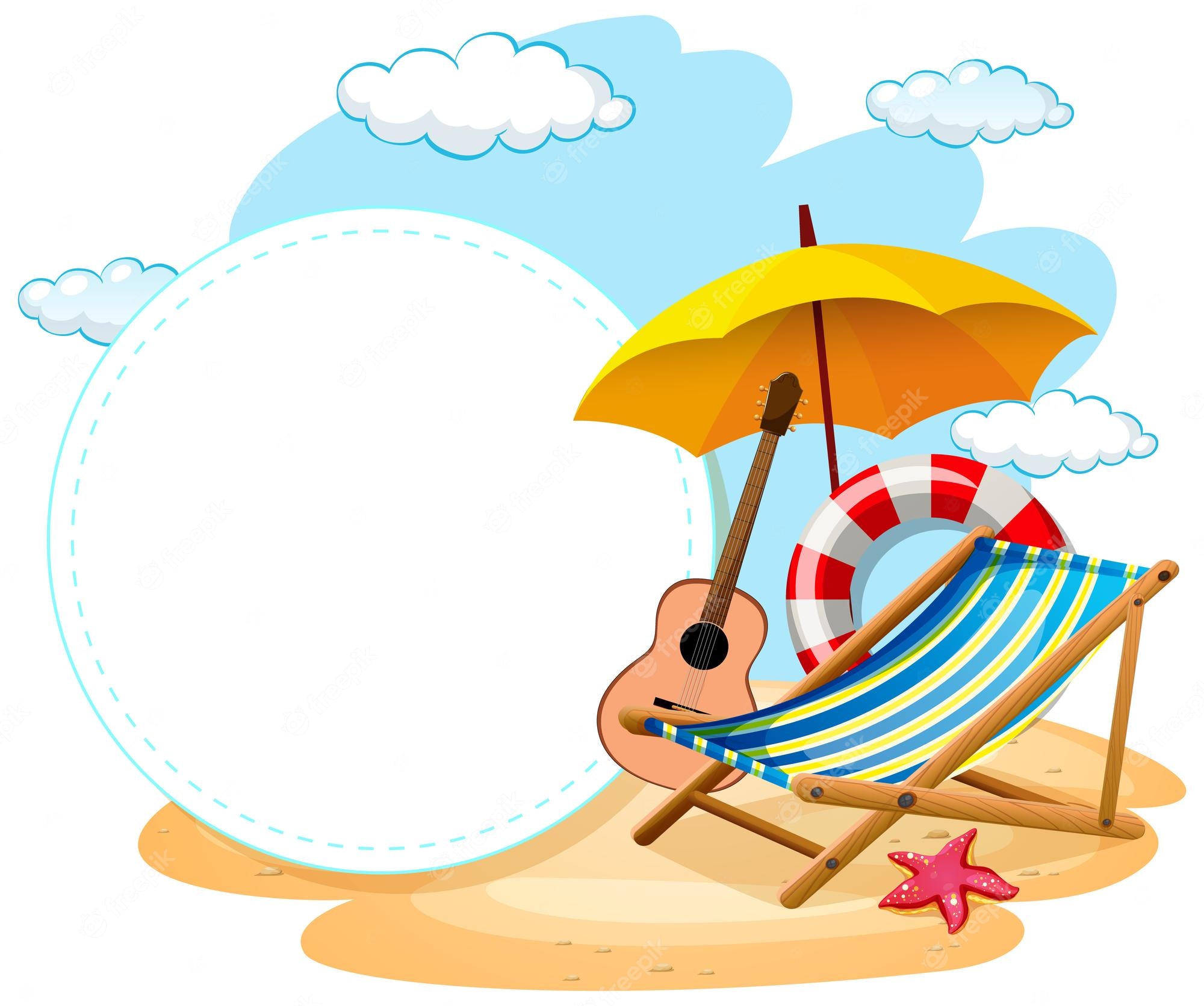 Wide Tropical Beach Banner Background And Palm Stock Vector - Clip Art 