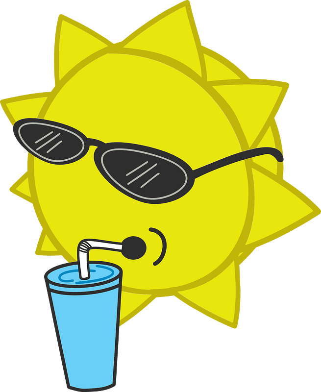 Cool Sun Drinking Refreshing Beverage - Fun Summer Illustration