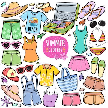 Summer kid clothes set for a boy and a girl image clipart - Clip Art ...