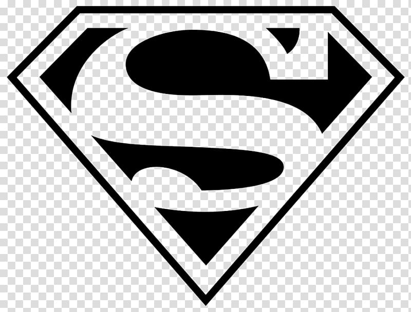 Black and white Superman logo featuring the iconic 'S' shield emblem within a diamond-shaped border.