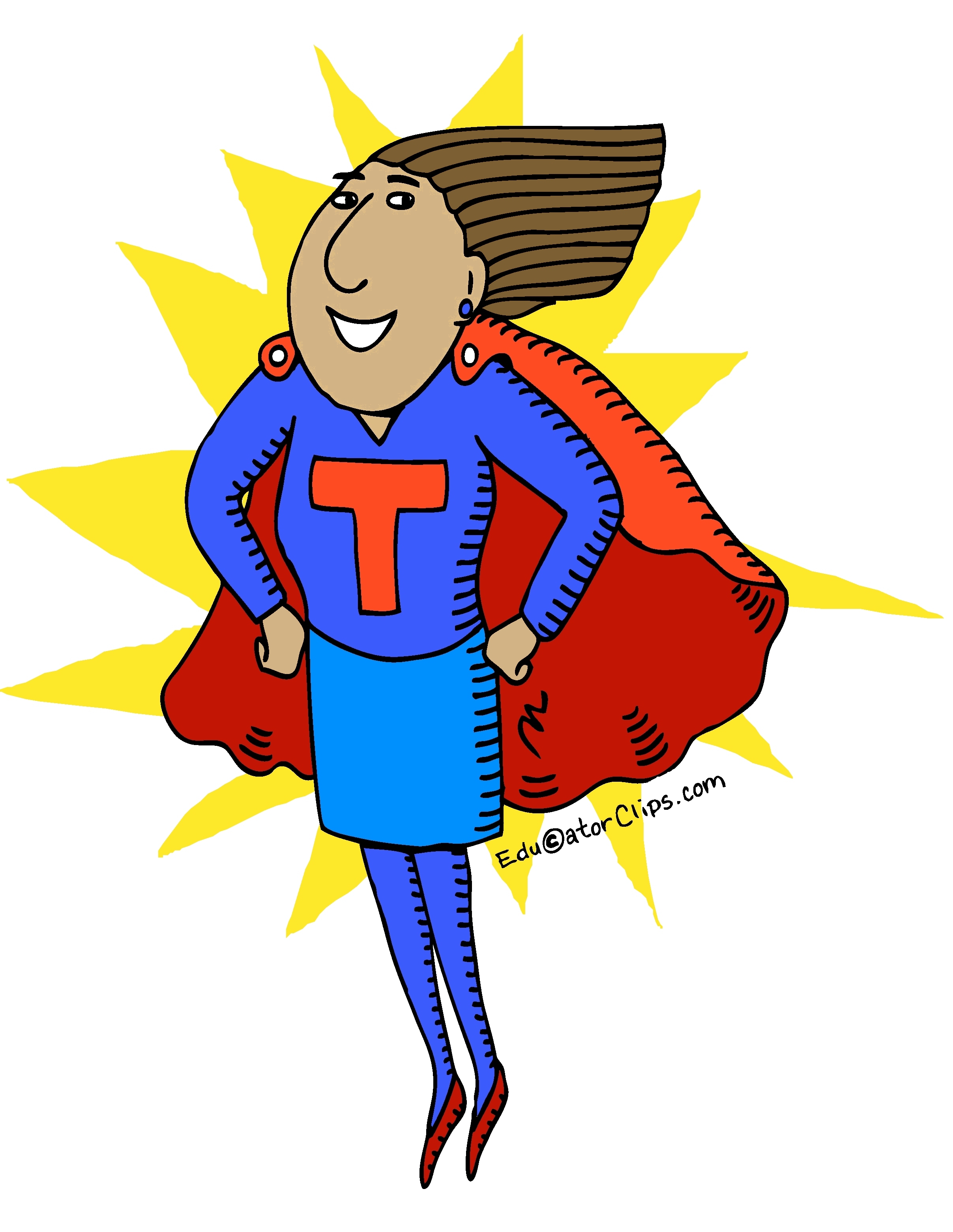 Super Teacher Clipart - Empowering Educator Illustration