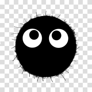 Black cartoon character with large white eyes and spiky outline on transparent background.