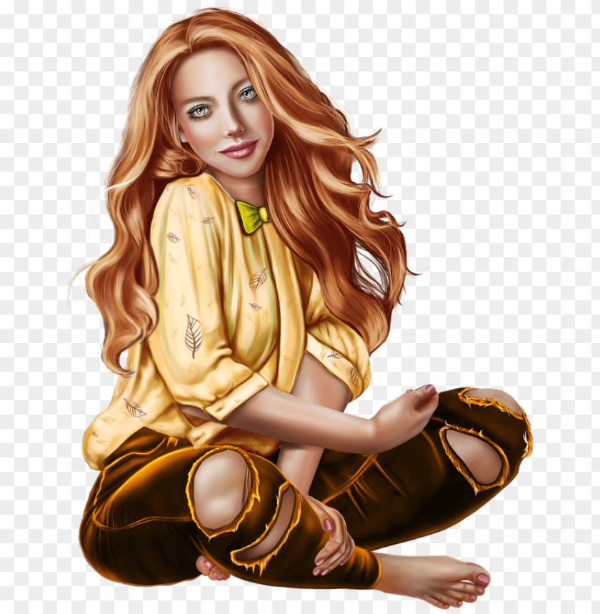 Digital Art Illustration of Stylish Young Woman in Casual Outfit