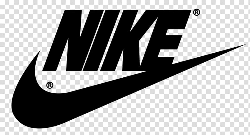 Nike logo featuring bold "NIKE" text and iconic swoosh symbol in black on transparent background.