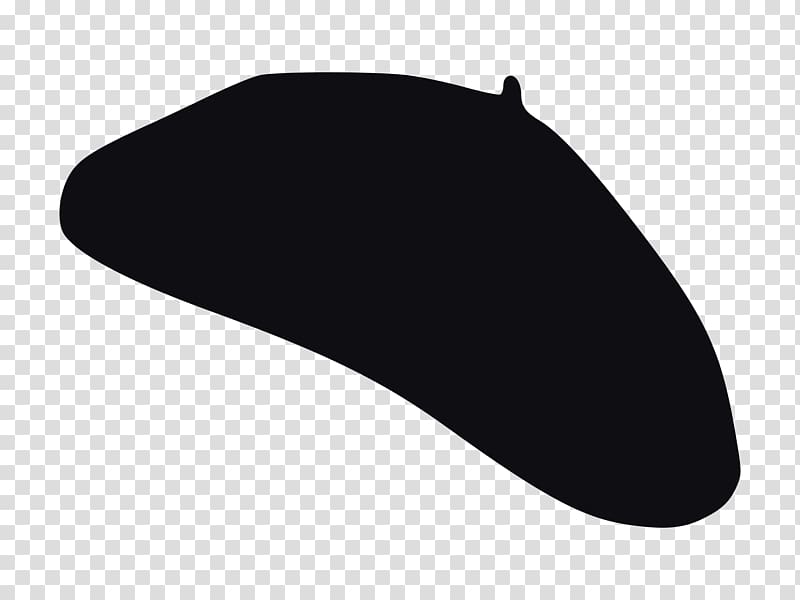 Black beret silhouette on transparent background, classic soft rounded shape with small top fold.