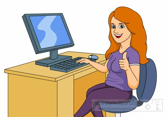 Using A Computer Clip Art School Girl Using A Computer Vector Clip Art Library 1035